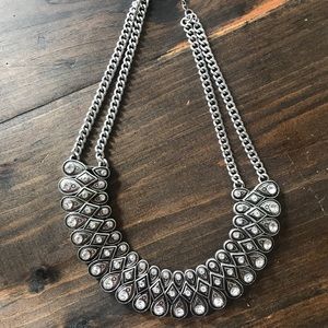 Silver chunky statement necklace